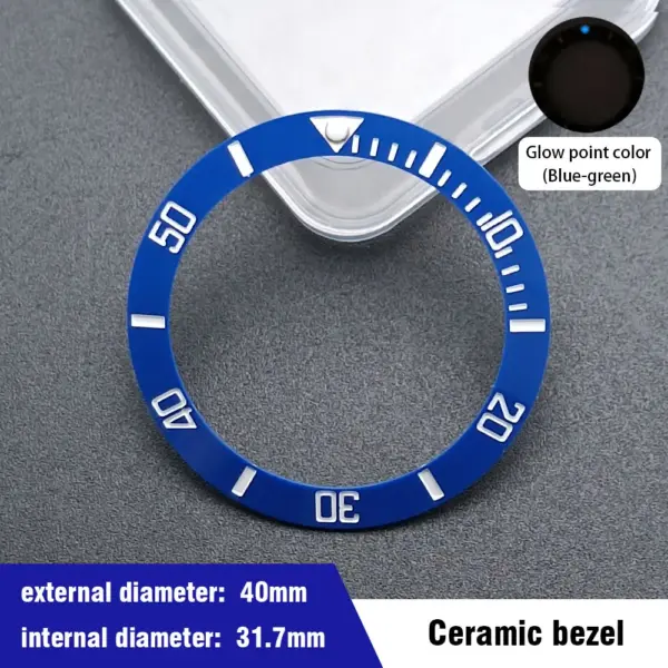 40mm Blue-Green Ceramic Aluminum Bezel Insert for Dive Watch - Image 14