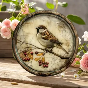 Nostalgic Bird and Cherry Wooden Plate 7 Sc818a0a99b644d84bc8722df935bda23w