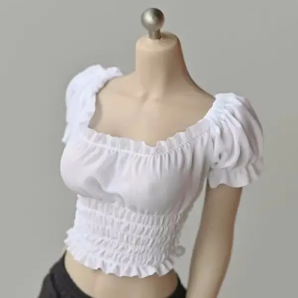 1/6 Scale Puff Sleeve Pleated T-Shirt for Action Figures - Image 8