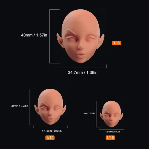 Unpainted 1/6-1/18 Anime Head Sculpt for DIY Fans - Image 15