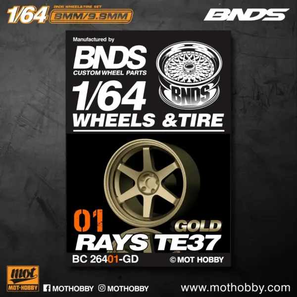 Gold 1/64 ABS Wheel and Rubber Tire Set - Image 10