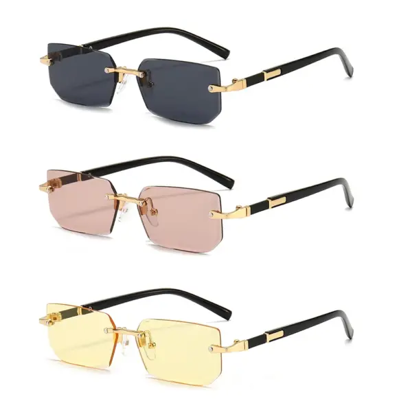 Rimless Rectangle Sunglasses WOMEN Men Summer - Image 9