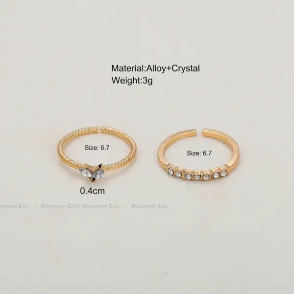Gold Heart Zircon Rings Set for Women Girls - Image 6