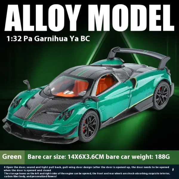 1:32 Pagani Huayra BC Diecast Car Model for Collectors - Image 8