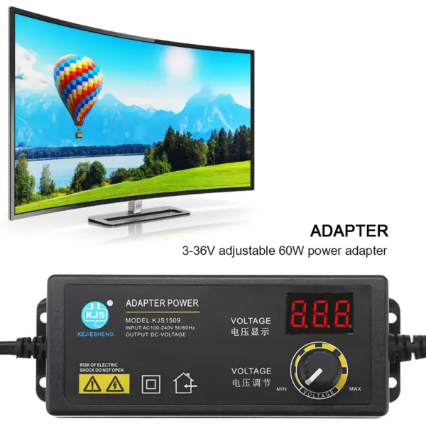 Adjustable 3-36V 60W Power Adapter for Devices - Image 2