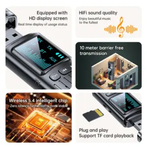 2-In-1 Bluetooth Adapter with Microphone for TV and Car 10 Scbc333d3d5744d17b750a404f111ea2dQ 2