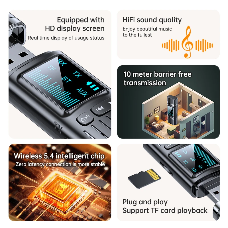 2-In-1 Bluetooth Adapter with Microphone for TV and Car 4 2-In-1 Bluetooth Adapter with Microphone for TV and Car - Image 4