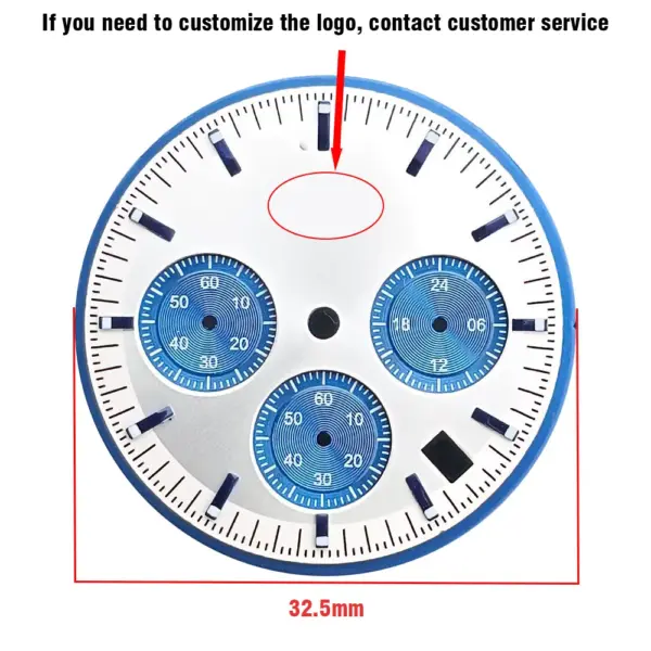VK63 32.5mm Quartz Watch Dial with Luminous Hands - Image 3