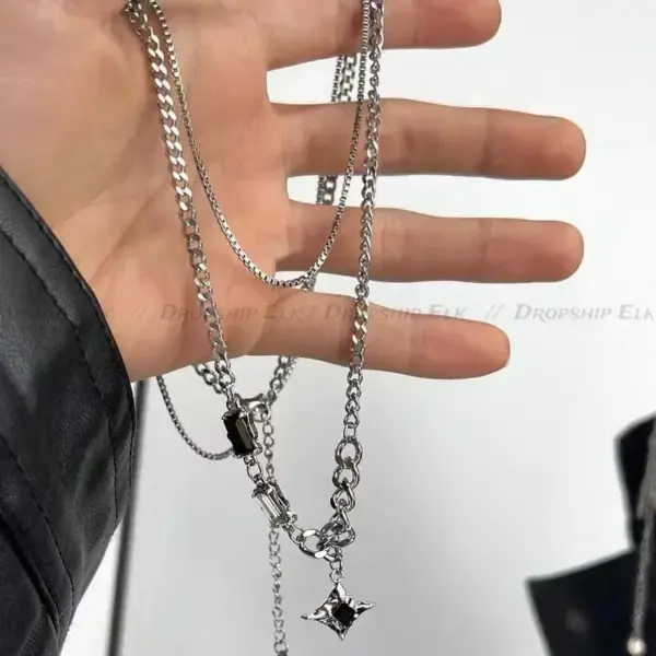 Black Zircon Starlight Pendant Necklace for Women - Image 4