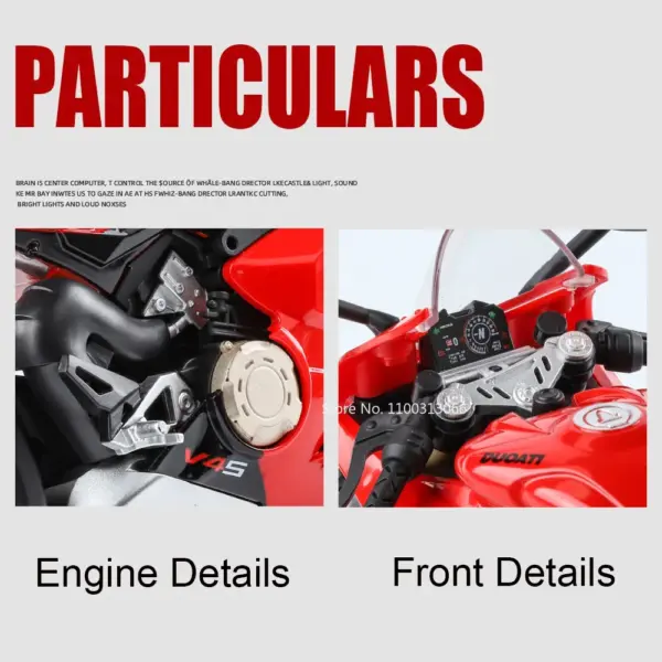1:9 V4S RR1000 Motorcycle Toy Model in Red or White - Image 4