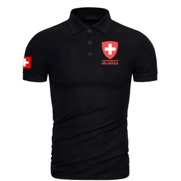 Swiss Confederation Men’s Short Sleeve Polo Shirt - Image 2