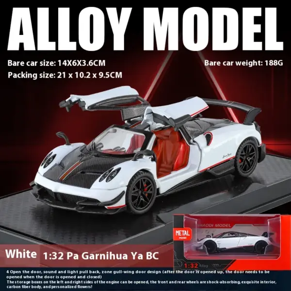 1:32 Pagani Huayra BC Diecast Car Model for Collectors - Image 10