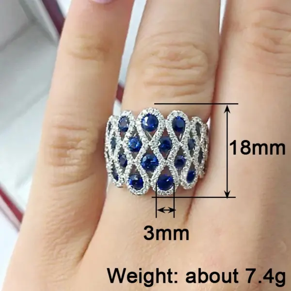 Huitan Geometric Zirconia Cocktail Ring for Women - Image 2