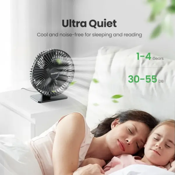 GAIATOP Portable USB Desk Fan 90° Adjustable Quiet Cooling - Image 3