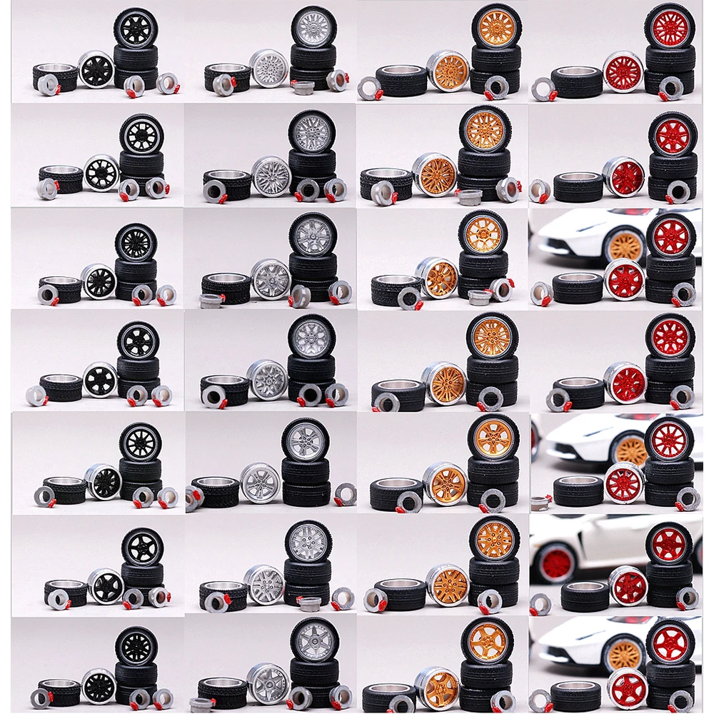 CM Model 1/64 Alloy Wheel & Tire Set for Model Cars 6 CM Model 1/64 Alloy Wheel & Tire Set for Model Cars - Image 6