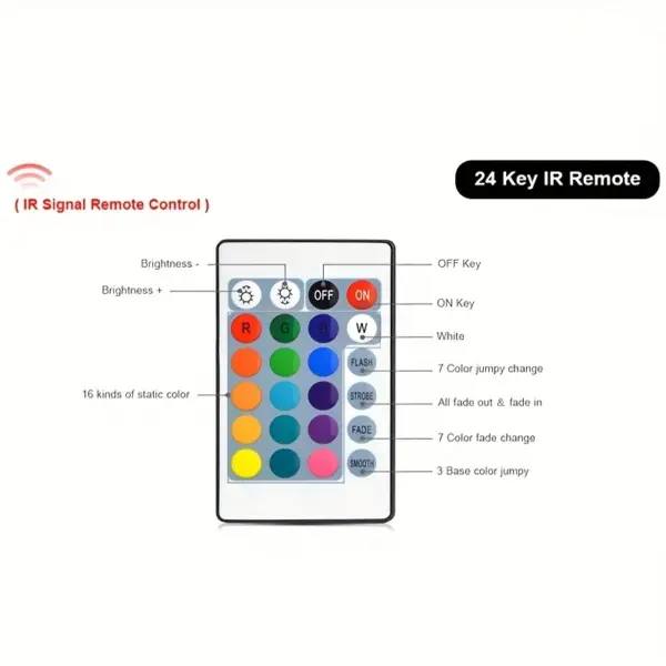 USB RGB LED Controller 24-Key Remote - Image 2