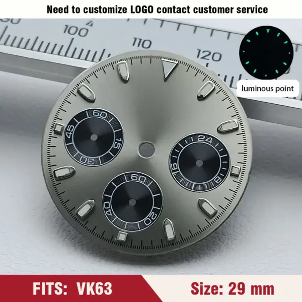 Green Luminous VK63 Watch Dial 29mm for Men - Image 17