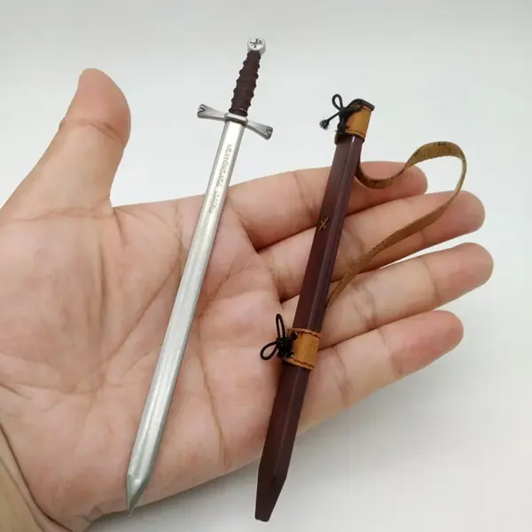 1/6 Scale Alloy Sword with Scabbard for Action Figures - Image 3