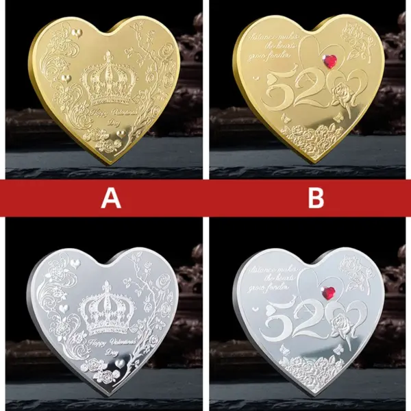 Chinese Style Heart-Shaped Collectible Coin for Valentine's - Image 5