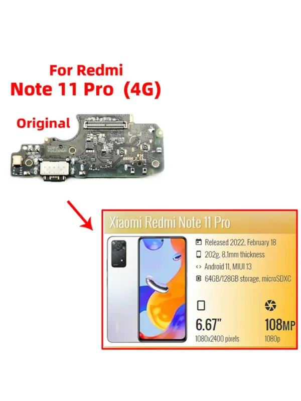 Original Xiaomi Redmi Note 11 Pro USB Charging Port Flex Cable - Image 4