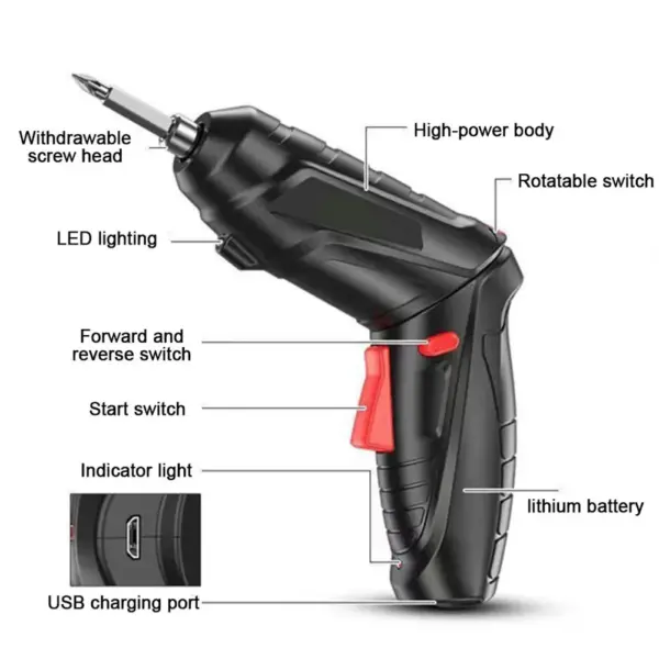 3.6V Rechargeable Cordless Electric Screwdriver Set - Image 6