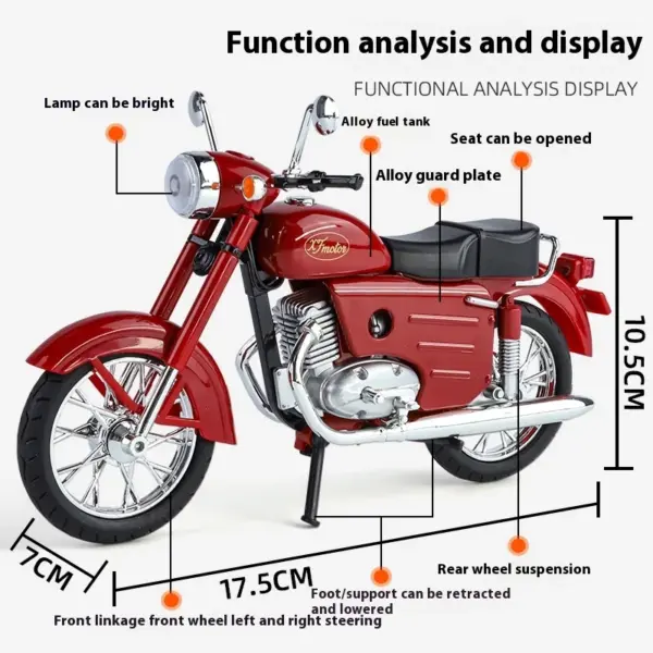 1:10 Czechoslovakia Jawa250 Diecast Motorcycle Model - Image 2
