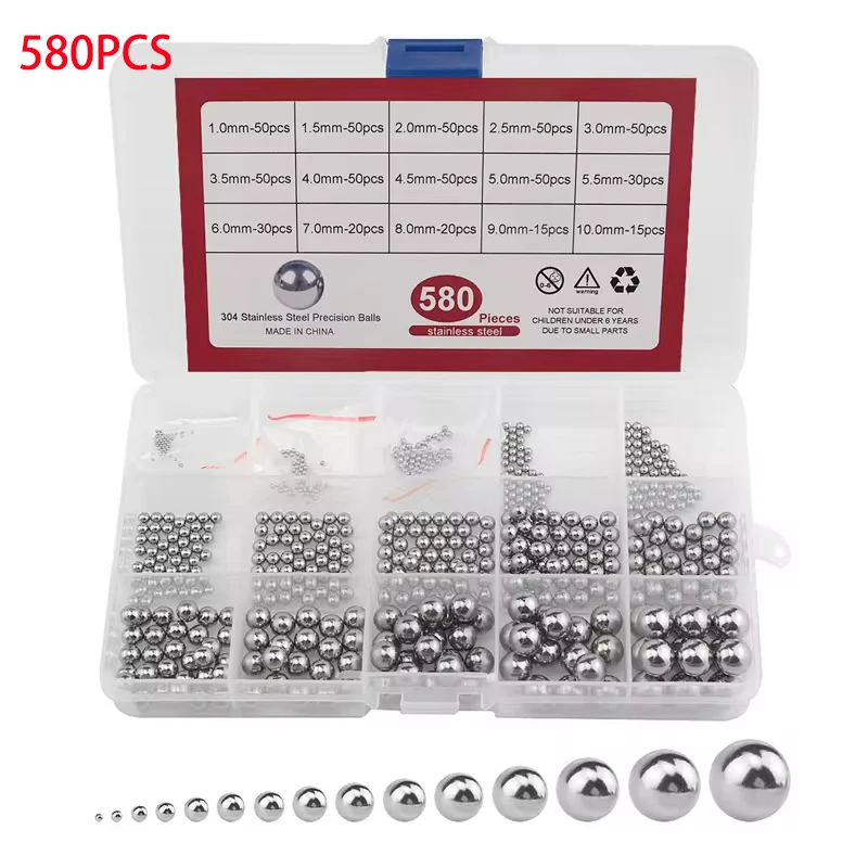 304 Stainless Steel Ball Bearing Set 15 Sizes 580pcs 7 304 Stainless Steel Ball Bearing Set 15 Sizes 580pcs - Image 7