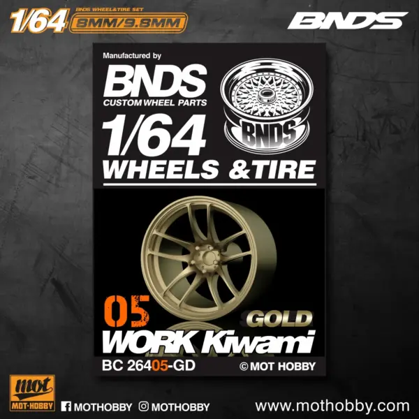 Gold 1/64 ABS Wheel and Rubber Tire Set - Image 7