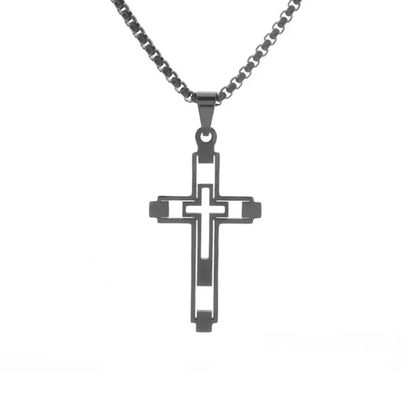 Vintage Gothic Skull Jesus Cross Pendant Necklace - Image 9