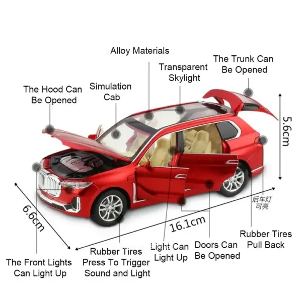 1:32 Alloy Diecast M8 MH8-800 X7 Supercar Model - Image 3
