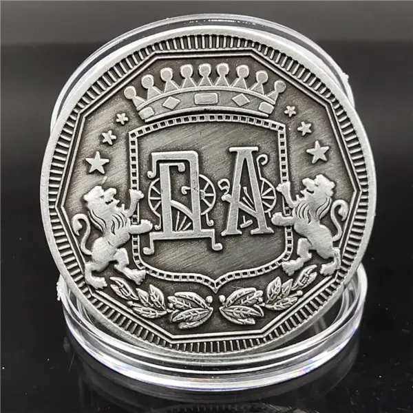 Russian Antique Coin Badge with Lion Crown Pattern - Image 4