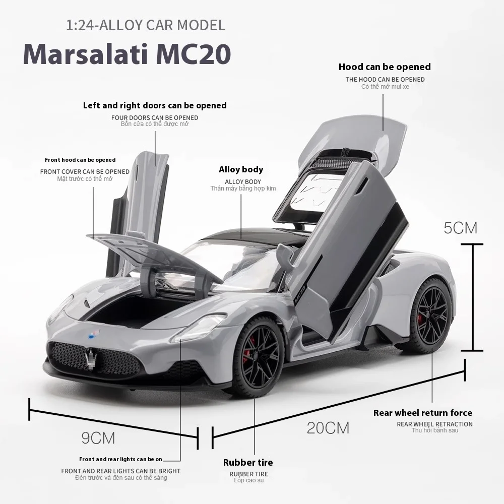1/22 Maserati MC20 Diecast Model Car with Sound and Light 2 1/22 Maserati MC20 Diecast Model Car with Sound and Light - Image 2