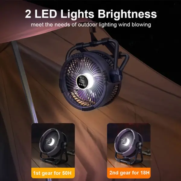 Portable Camping Fan with 20000mAh Battery and LED Light - Image 4