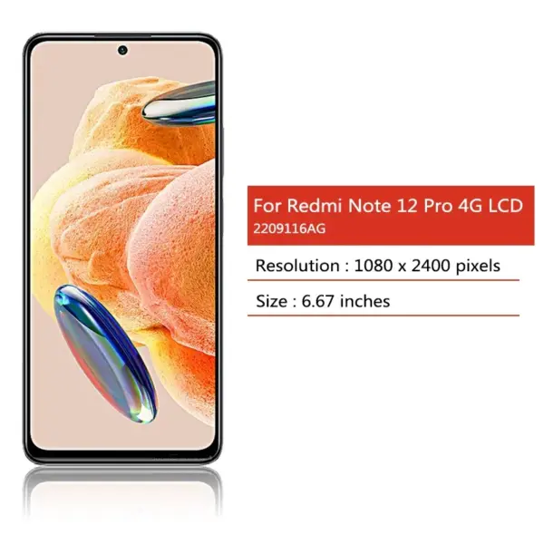 6.67-inch Xiaomi Redmi Note 12 Pro LCD Display Screen - Image 2