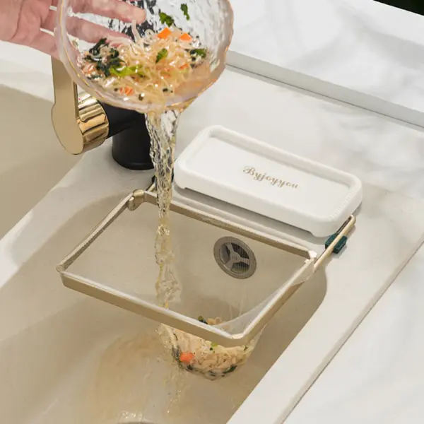 Foldable Kitchen Sink Filter Rack and Mesh Strainer - Image 2