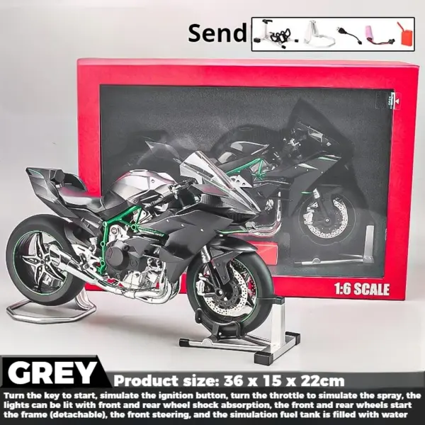 Kawasaki H2R 1:6 Diecast Motorcycle Model - Image 8