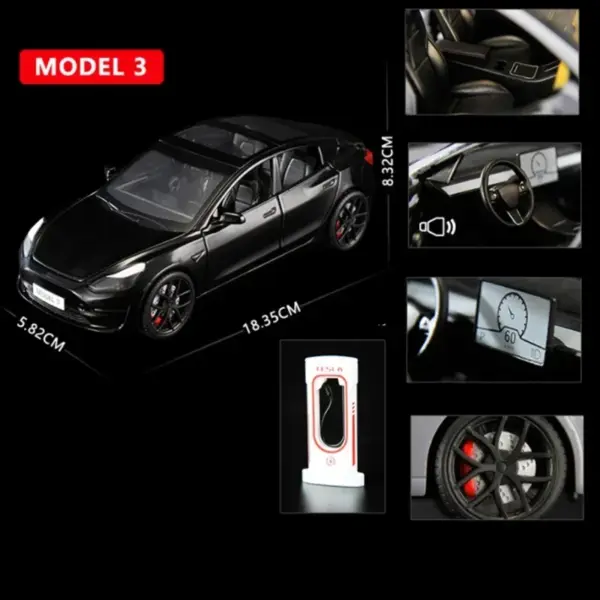 1:24 Tesla Model 3 Alloy Diecast Car - Image 9