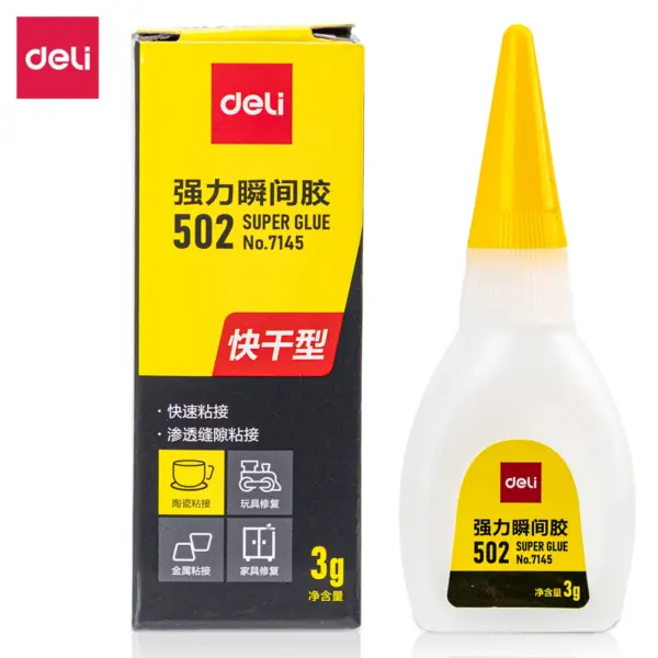 Deli 502 Super Glue Instant Adhesive 15ml - Image 7