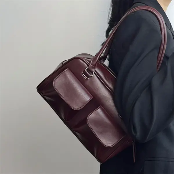Retro Women's PU Leather Satchel Shoulder Bag - Image 2