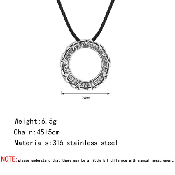 Mystical Black Metal Stargate Pendant Necklace - Image 6