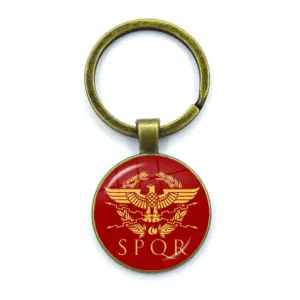 Retro SPQR Roman Legion Glass Pendant Keychain 33 Se103d9d170b844a7b3d946234e404b351