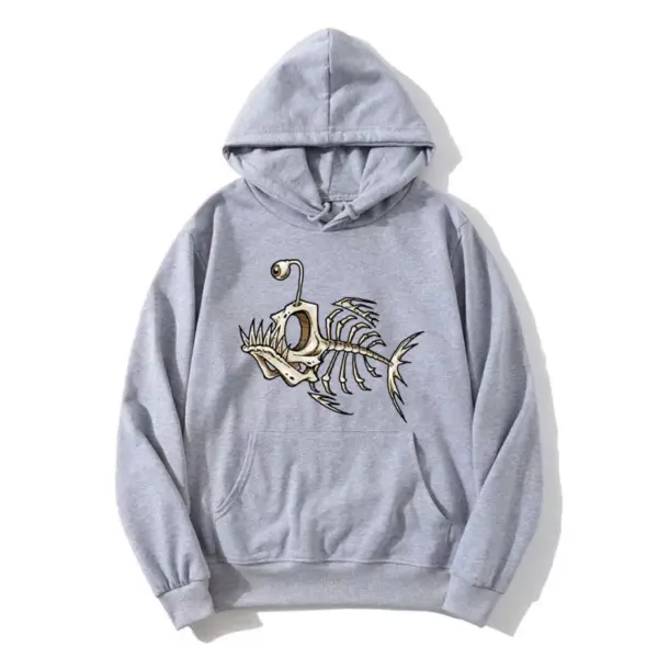 Bonefish Skull Fish Skeleton Hoodie for Men - Image 3