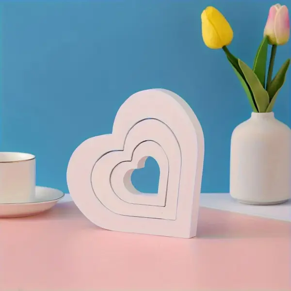 Wooden Valentine's Day Heart Decor Set - Image 2