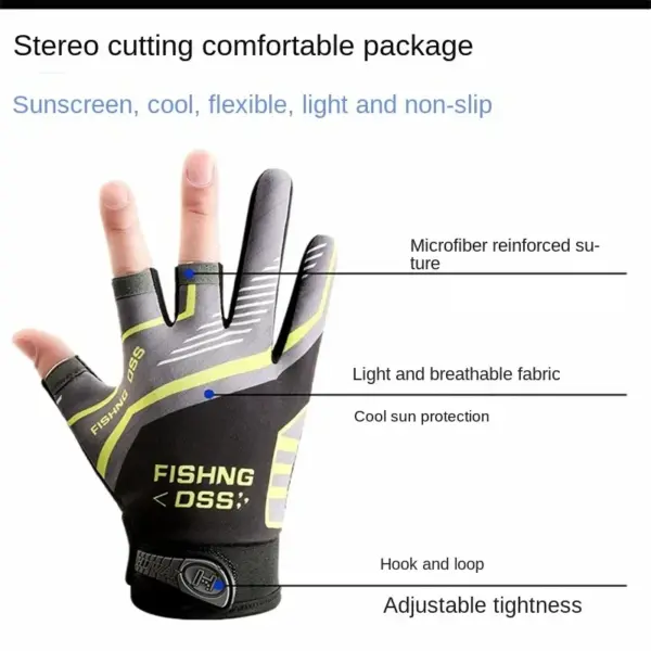 Men's Summer Three-Finger Fishing and Cycling Gloves - Image 3