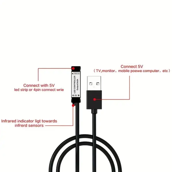 USB RGB LED Controller 24-Key Remote - Image 5