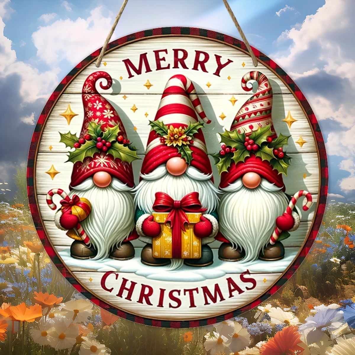 Merry Christmas Gnome Wooden Yard Sign 2 Merry Christmas Gnome Wooden Yard Sign - Image 2