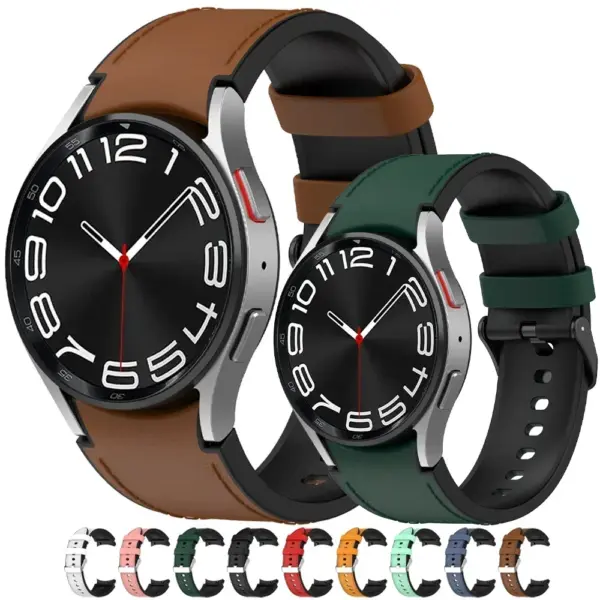 Leather and Silicone Band for Samsung Galaxy Watch 4/5/6/7 Series - Image 2