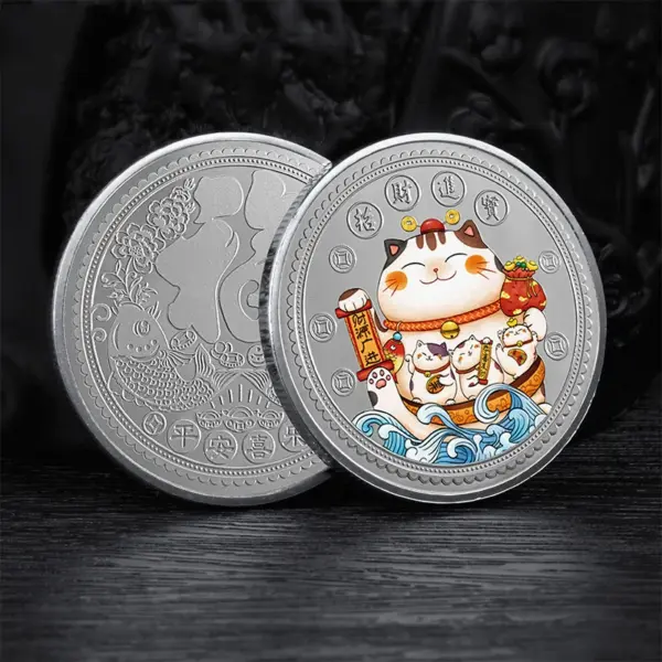 Chinese Lucky Cat Coins Souvenir Collectible - Image 2