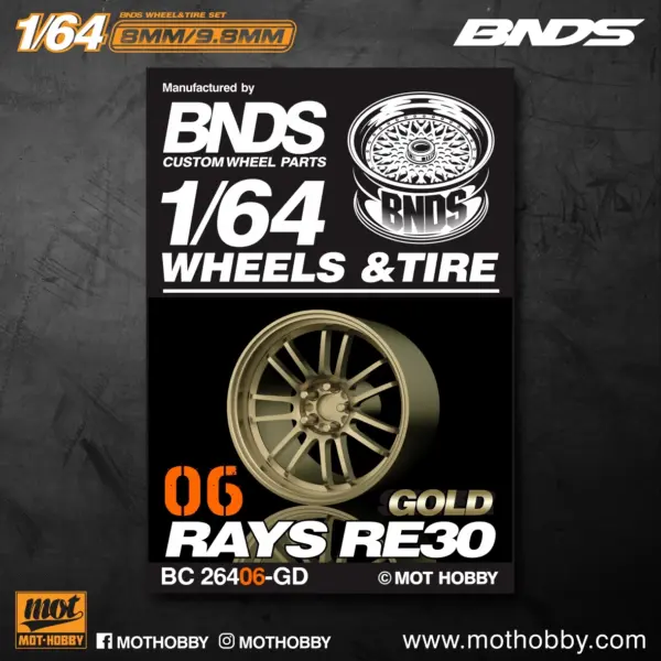 Gold 1/64 ABS Wheel and Rubber Tire Set - Image 8