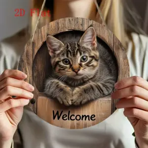 Round Wooden Cat Welcome Sign for Home Decor 9 Se8899cb3b942424c90b93c0c9df909bfW